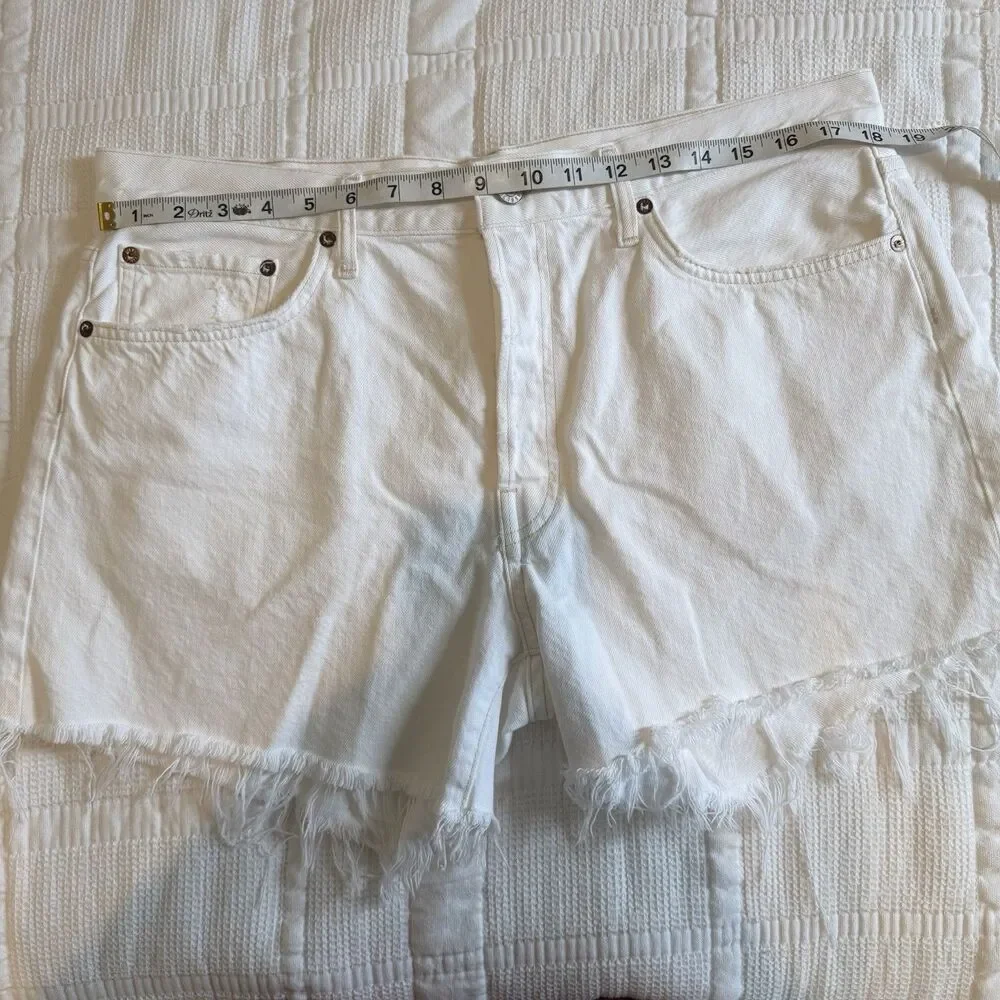 Agolde Parker Long Shorts Womens Size 32 White Vintage Cut Off Denim High Waist